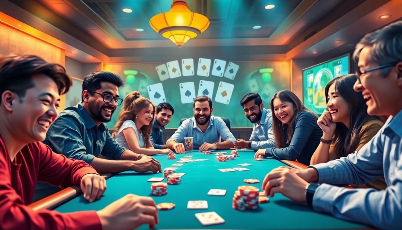 Engaging gameplay scene featuring yono rummy with players and colorful cards in action.
