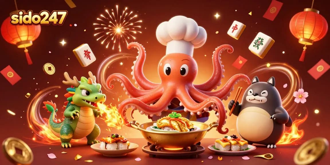 Experience the thrill of gaming with sido247, featuring dynamic dragons and lucky symbols in a vibrant casino scene.