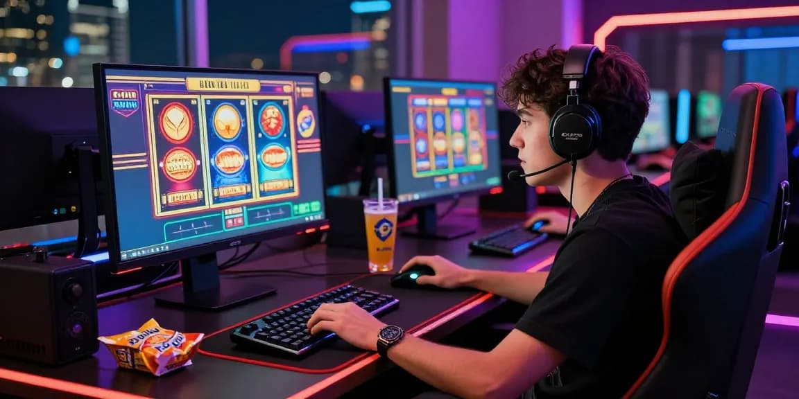 Experience thrilling gaming at a credit card casino with vibrant slot displays, live dealers, and an engaging environment.