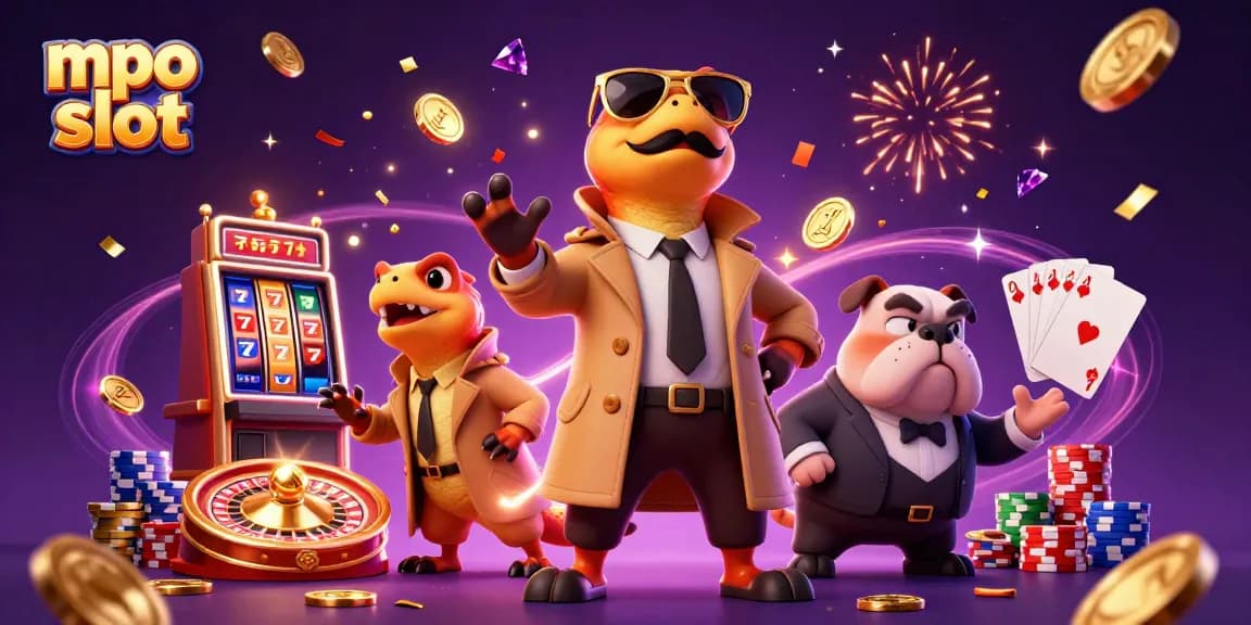 Experience the thrill of mpo slot with animated raptors entering a VIP casino.