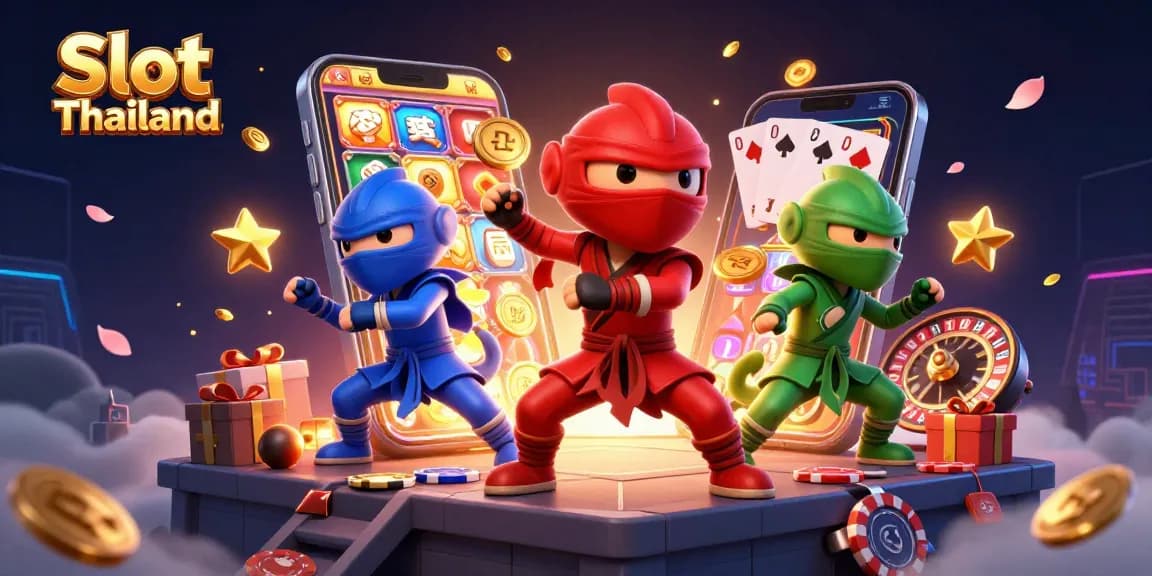 Permainan Slot Thailand yang menarik terlihat dengan ninja chameleon di atas atap.