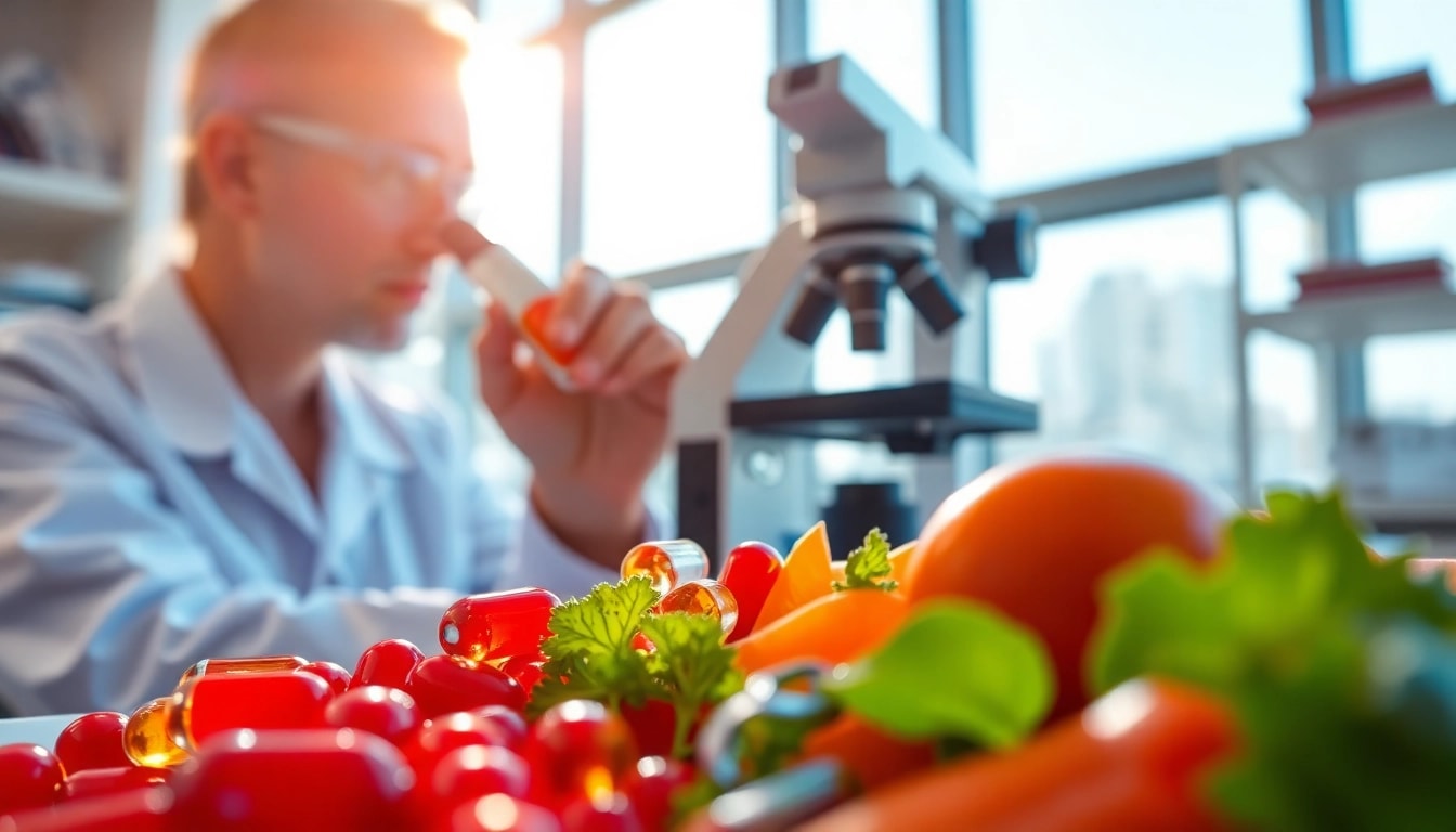 Showcasing astaxanthin benefits for heart with vibrant capsules and healthy foods.