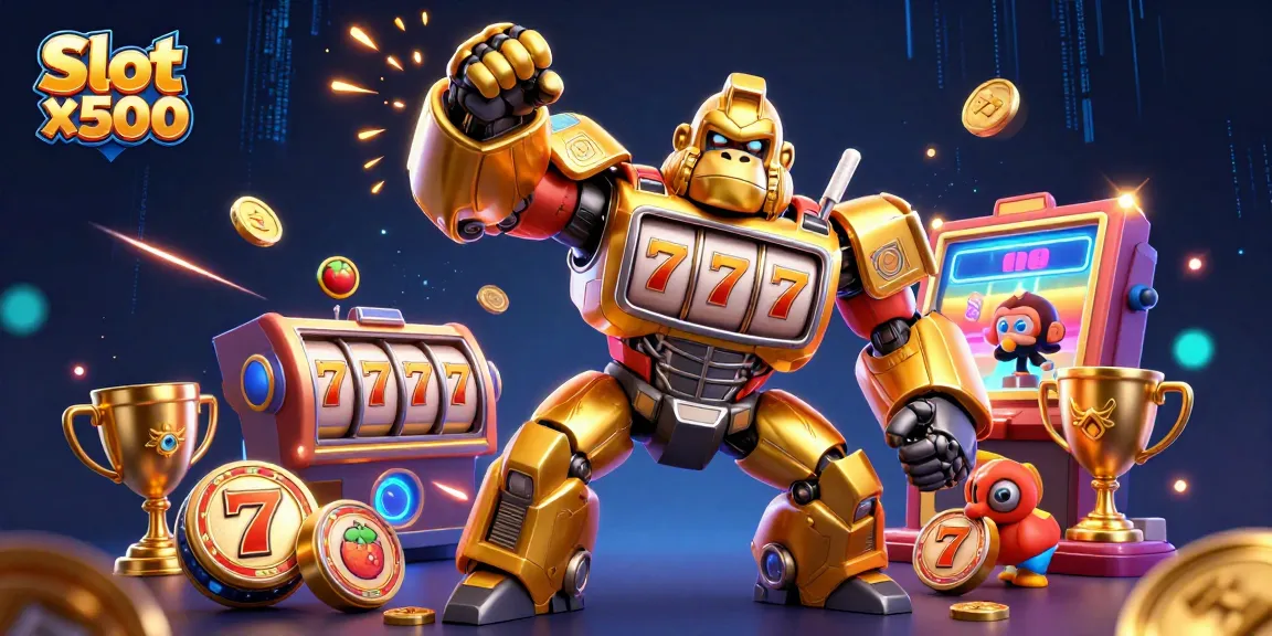 Experience excitement with the Slot x500 as it features a golden mech, dynamic reels, and thrilling jackpot action.