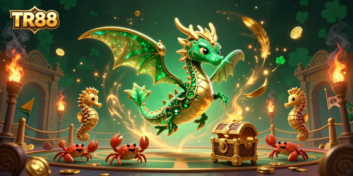 Engage with TR88's vibrant casino scene featuring a majestic sea dragon and treasure.