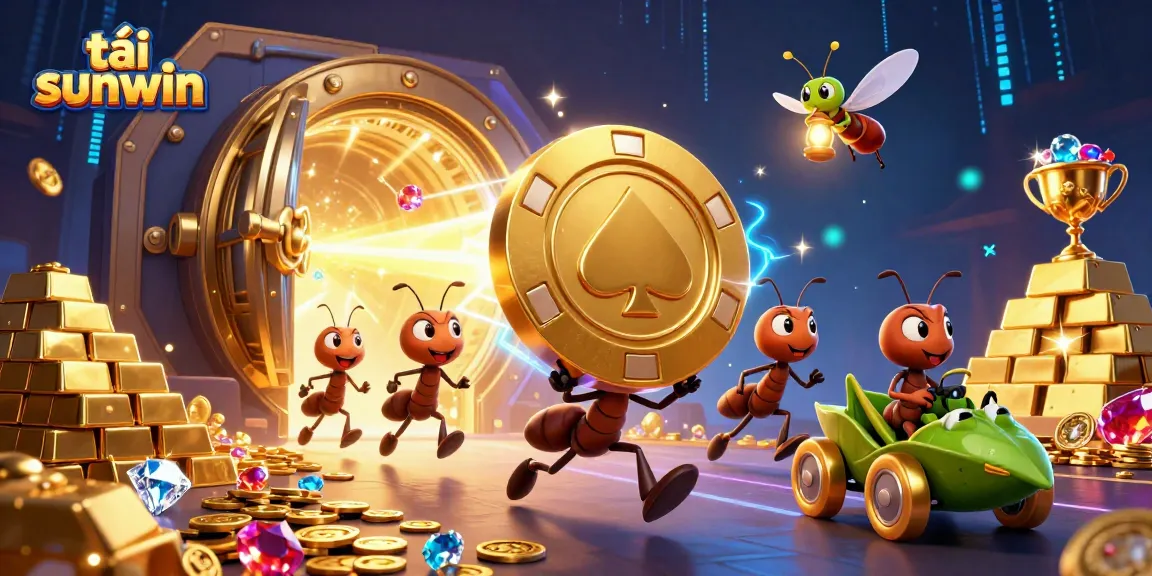 Play to tải sunwin as a team of ants pulls off a heist with a golden poker chip.