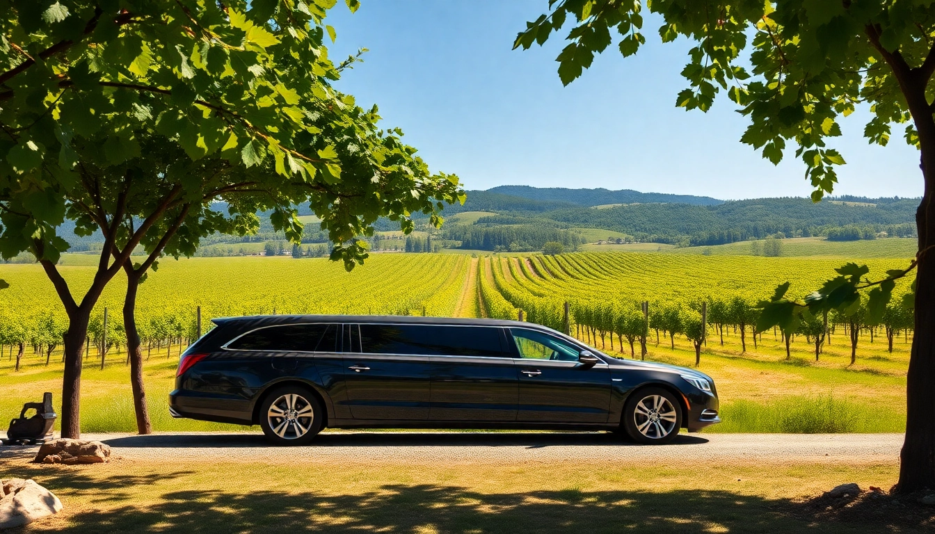 Experience langley wine tours with a luxurious limousine amidst scenic vineyards.