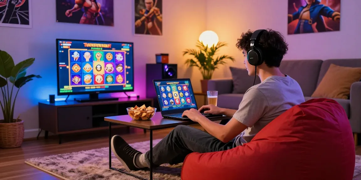 Exciting online gaming setup showcasing slot depo 5k with cozy atmosphere and vibrant visuals.