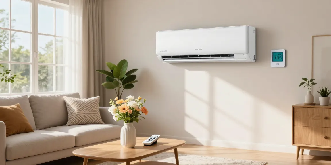 18k BTU mini split unit in a bright living room, showcasing comfort and style.