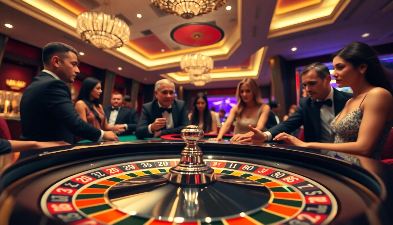 Judi yang menyenangkan dengan oja89 di meja roulette, menggambarkan suasana kasino yang mewah.