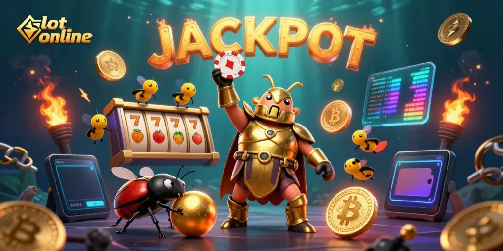 Engage with thrilling slot online excitement featuring vibrant characters and casino game elements.