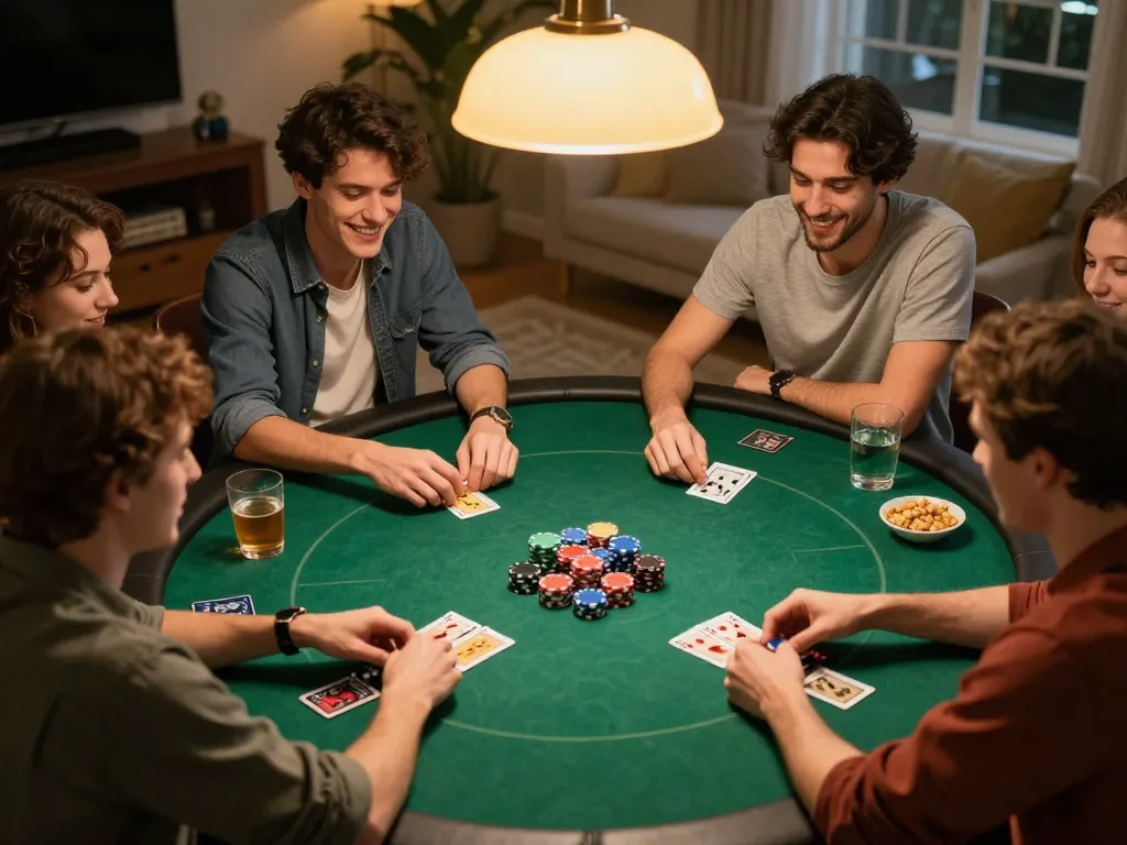 Players participating in a friendly home poker game at sc88, showcasing engagement and camaraderie.