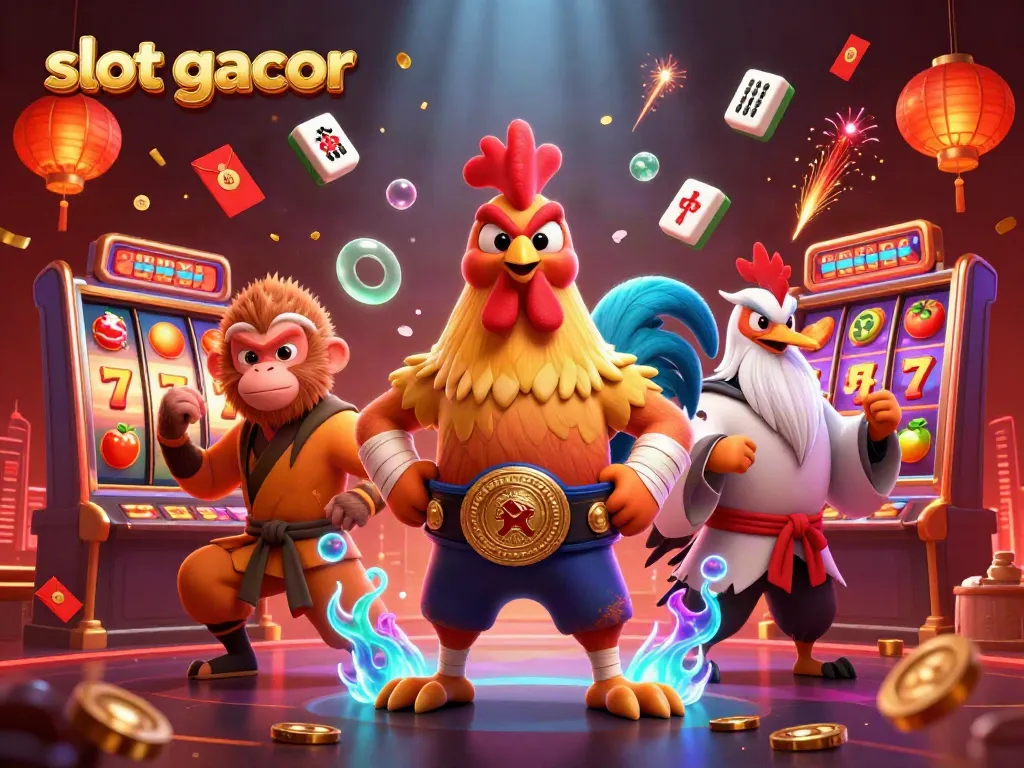 Experience thrilling gameplay with classic slot gacor symbols surrounding iconic characters.