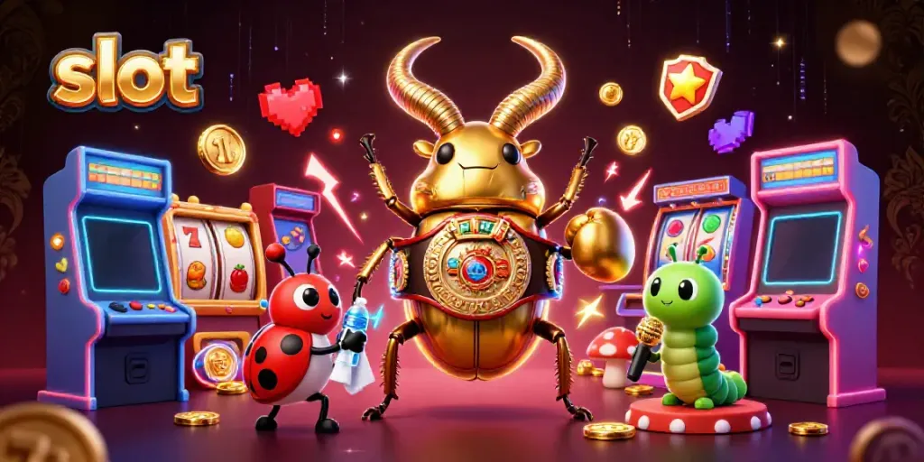 Engage with the bright slot machine scene showcasing vibrant reels and jackpot excitement in 3D.