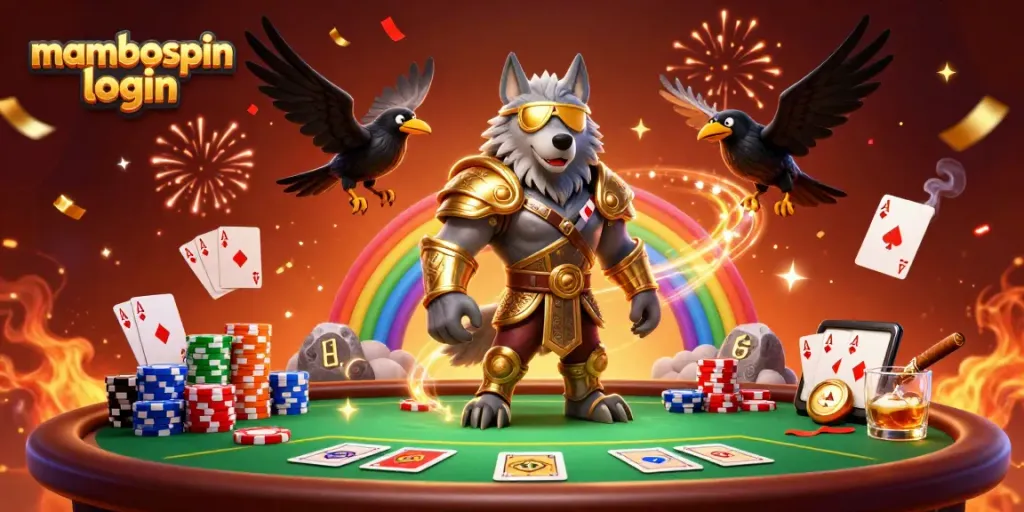 Masuk ke mambospin login dengan Odin, di tengah ciptaan kasino megah dan suasana ceria.