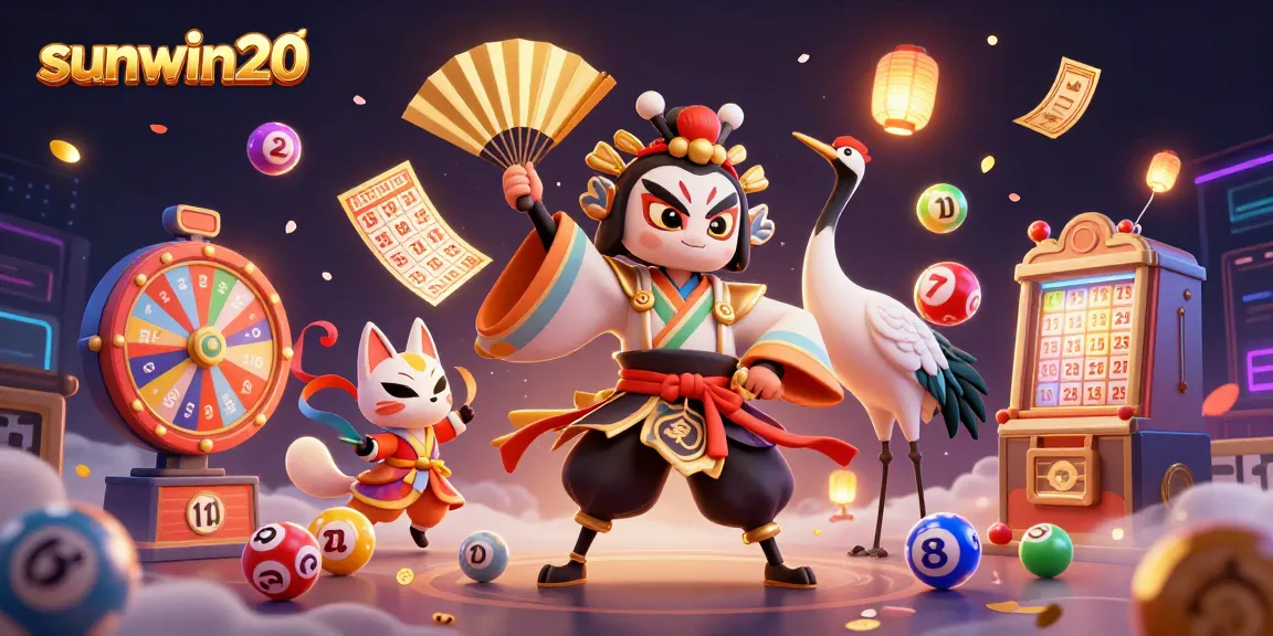 Engage with sunwin20's vibrant lottery-themed scene filled with dynamic game elements.