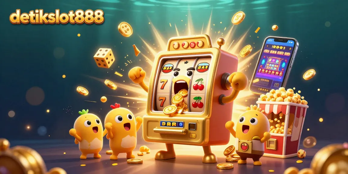 Menangkan jackpot di detikslot888 dengan mesin slot emas kartun dan koin yang berterbangan dengan menyenangkan.