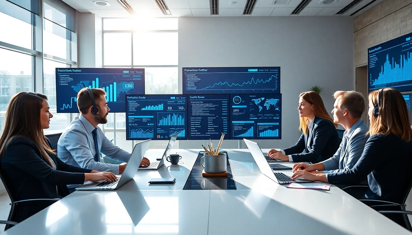 Highlighting msp companies near me, this vibrant office scene showcases a team collaborating on IT solutions.
