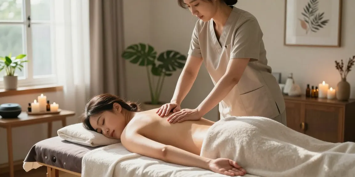 Experience relaxation with 노원출장마사지 in a serene home environment, featuring a professional therapist and soothing ambiance.