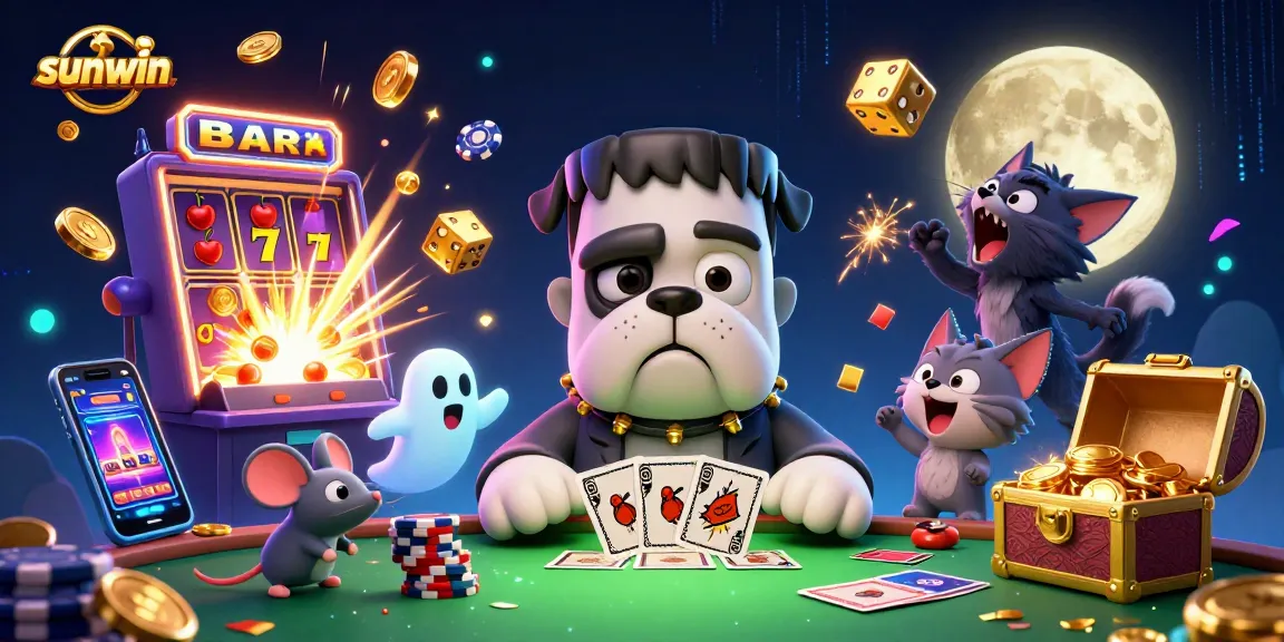 Experience wins at sunwin with a lively 3D casino scene featuring unique characters and vibrant game elements.
