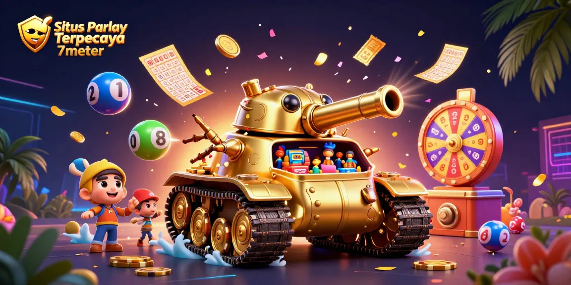 Situs Parlay Terpercaya 7meter showcases dynamic betting action with colorful elements and a vibrant casino scene.