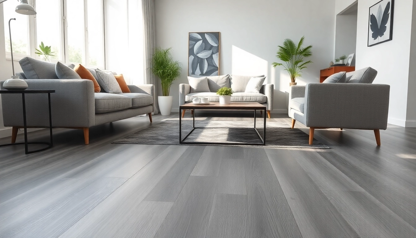 Enhance your home with grey vinyl flooring that complements contemporary decor.