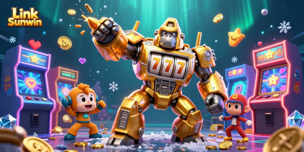 Play and win at Link Sunwin with vibrant 3D arcade games and a golden gorilla mech!