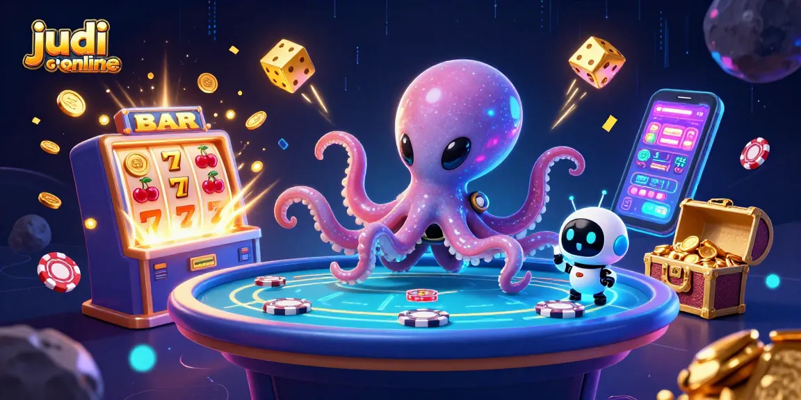 Menangkan judi slot online dengan simbol keberuntungan dan mesin slot berkilau dalam ilustrasi 3D yang menarik