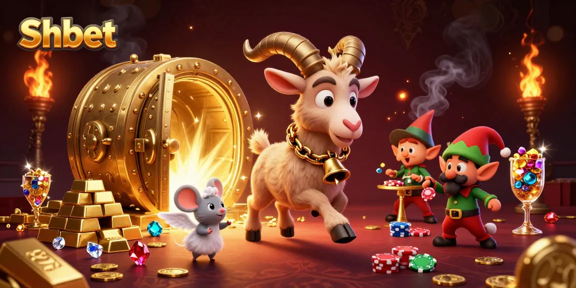 Experience thrilling wins at Shbet in this vibrant 3D casino illustration featuring dynamic characters and gold-filled excitement.